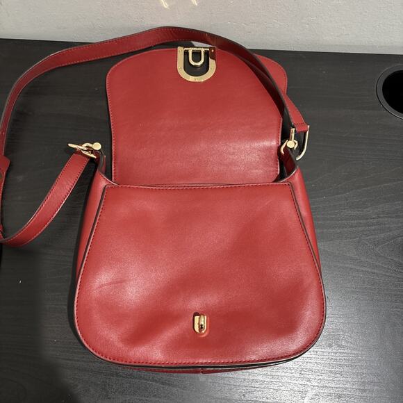 Michael Kors Red Leather Large Delfina Flap Saddle Bag EUC RARE - Picture 7 of 14